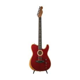 Fender American Acoustasonic Telecaster Acoustic Electric Guitar, Ebony FB, Crimson Red, US213794A