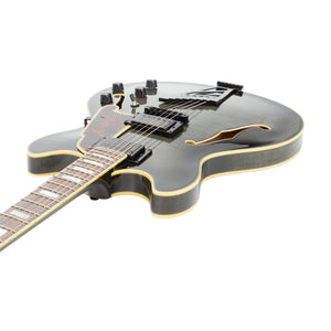 2016 D'Angelico Excel DC Semi-Hollow Electric Guitar w/Stairstep Tailpiece, Grey Black, S16006149