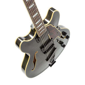2016 D'Angelico Excel DC Semi-Hollow Electric Guitar w/Stairstep Tailpiece, Grey Black, S16006149