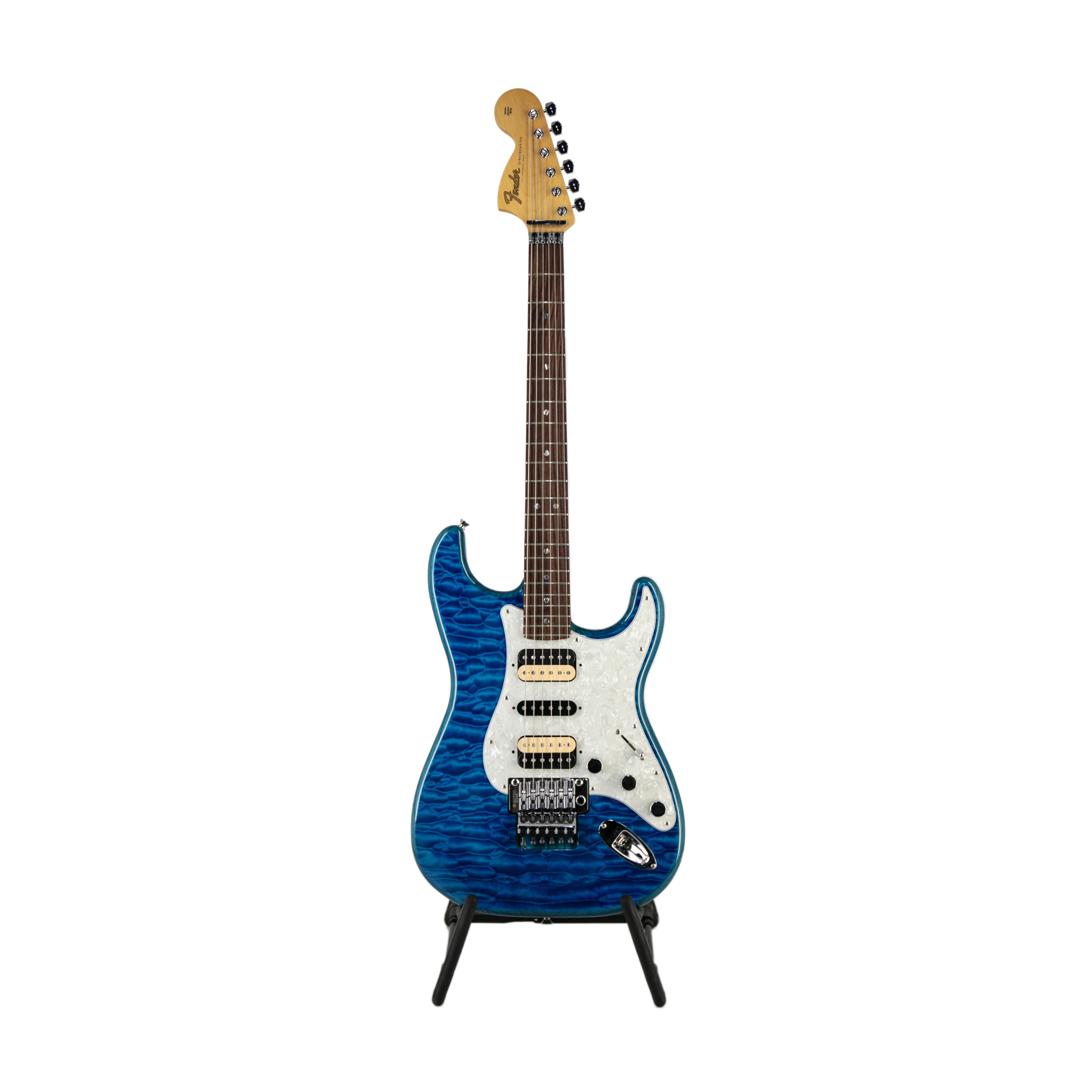 Fender Michiya Haruhata Stratocaster Electric Guitar, Rosewood Fingerboard,  Caribbean Blue Trans, JD21020665