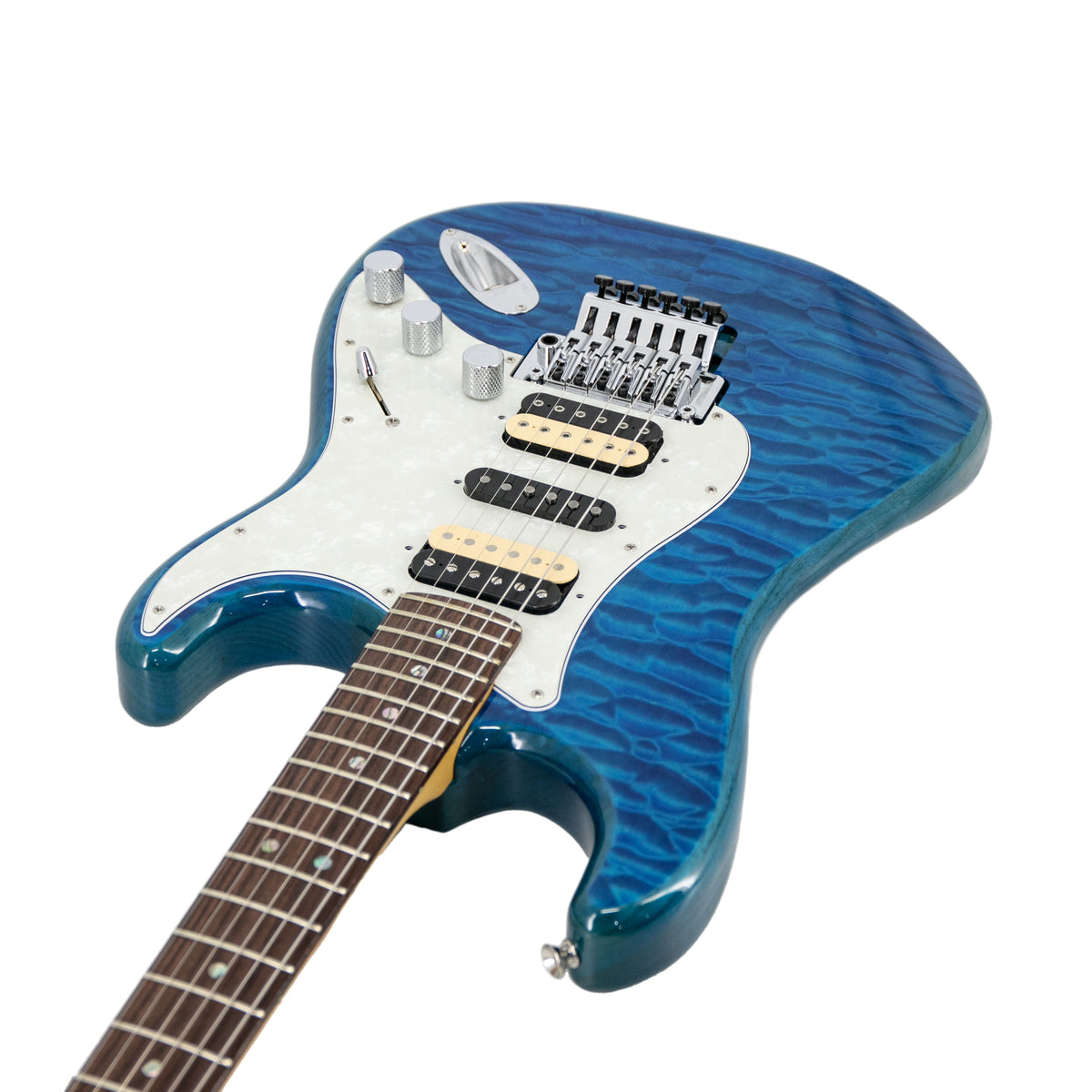 Fender Michiya Haruhata Stratocaster Electric Guitar, Rosewood Fingerboard,  Caribbean Blue Trans, JD21020665